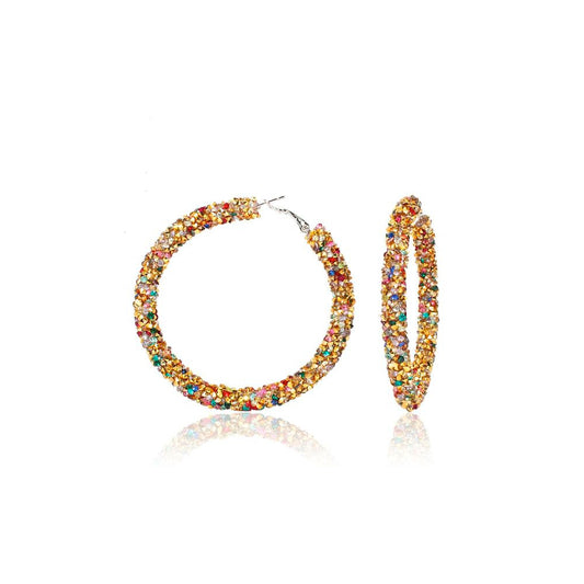 BESKRIVNING När och vart är partyt? Kalla in alla Bachelorettes med Öronringar för extravagans och fest. MÅTT  6,5 cm ø  MATERIAL Silver på zink med glitter av strass (nickelfri)     För maximal hållbarhet, se vår guide BLING OF BENELUX® - SIMPLY HER STYLE