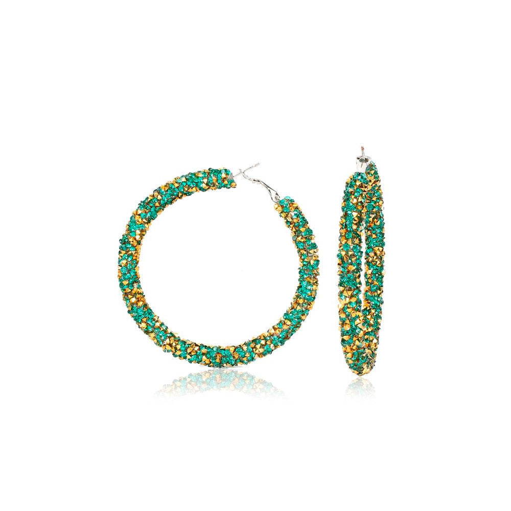 BESKRIVNING När och vart är partyt? Kalla in alla Bachelorettes med Öronringar för extravagans och fest. MÅTT  6,5 cm ø  MATERIAL Silver på zink med glitter av strass (nickelfri)     För maximal hållbarhet, se vår guide BLING OF BENELUX® - SIMPLY HER STYLE