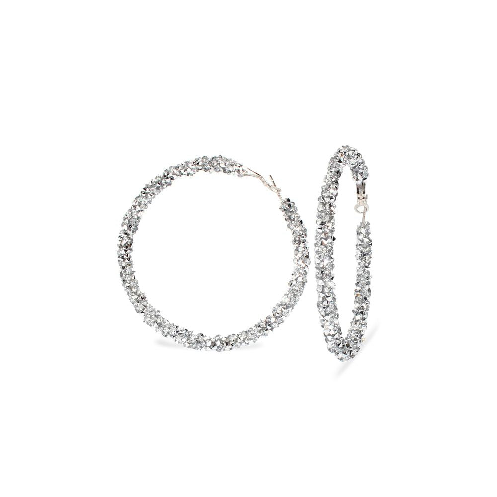 BESKRIVNING När och vart är partyt? Kalla in alla Bachelorettes med Öronringar för extravagans och fest. MÅTT  6,5 cm ø  MATERIAL Silver på zink med glitter av strass (nickelfri)     För maximal hållbarhet, se vår guide BLING OF BENELUX® - SIMPLY HER STYLE